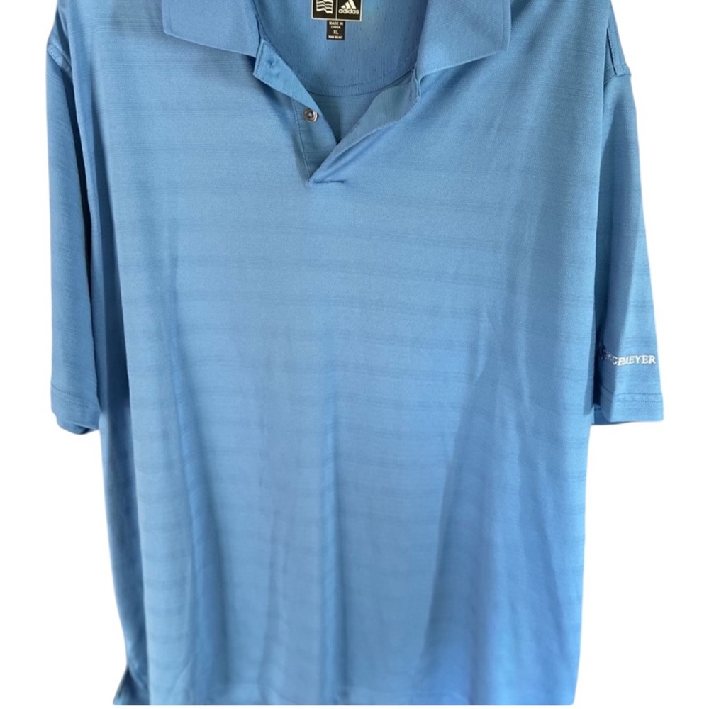 NWOT~ Adidas Polo Shirt Mens XL Blue Striped Climacool Golf
Short Sleeve